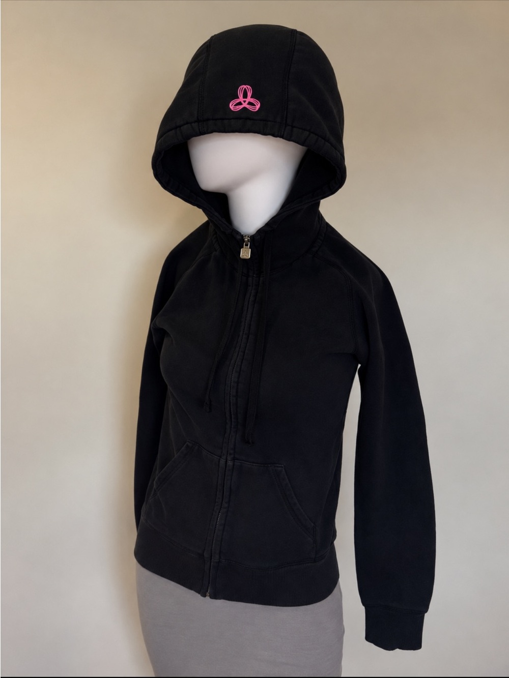 Vintage TNA - Black Full-Zip Hoodie with Pink Logo